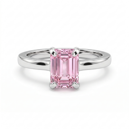 Pink Emerald-Cut Solitaire Ring in 925 Silver