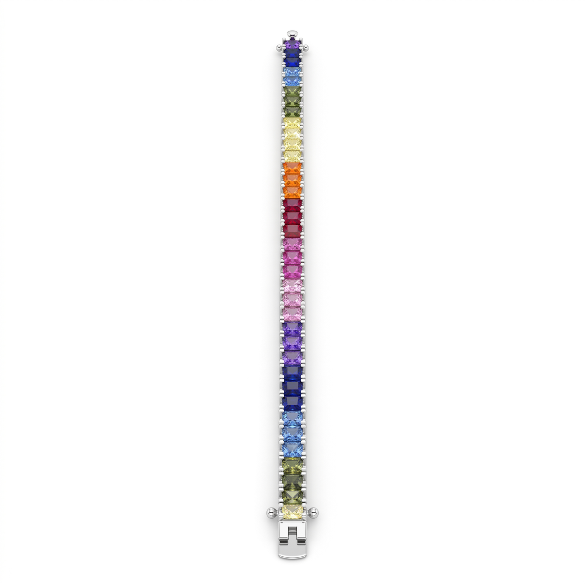 Rainbow Princess-Cut Tennis Bracelet in 925 Silver Main image