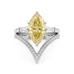 Yellow Marquise-Cut American Diamond Bridal Ring Set in 925 Silver