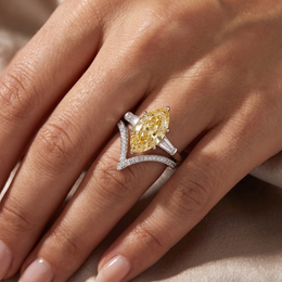 Yellow Marquise-Cut American Diamond Bridal Ring Set in 925 Silver