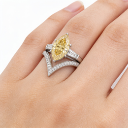 Yellow Marquise-Cut American Diamond Bridal Ring Set in 925 Silver