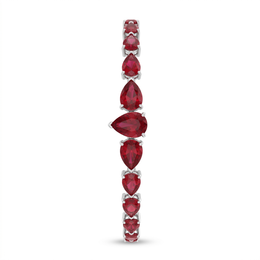 Red Pear-Cut American Diamond Tennis Bracelet in 925 Silver