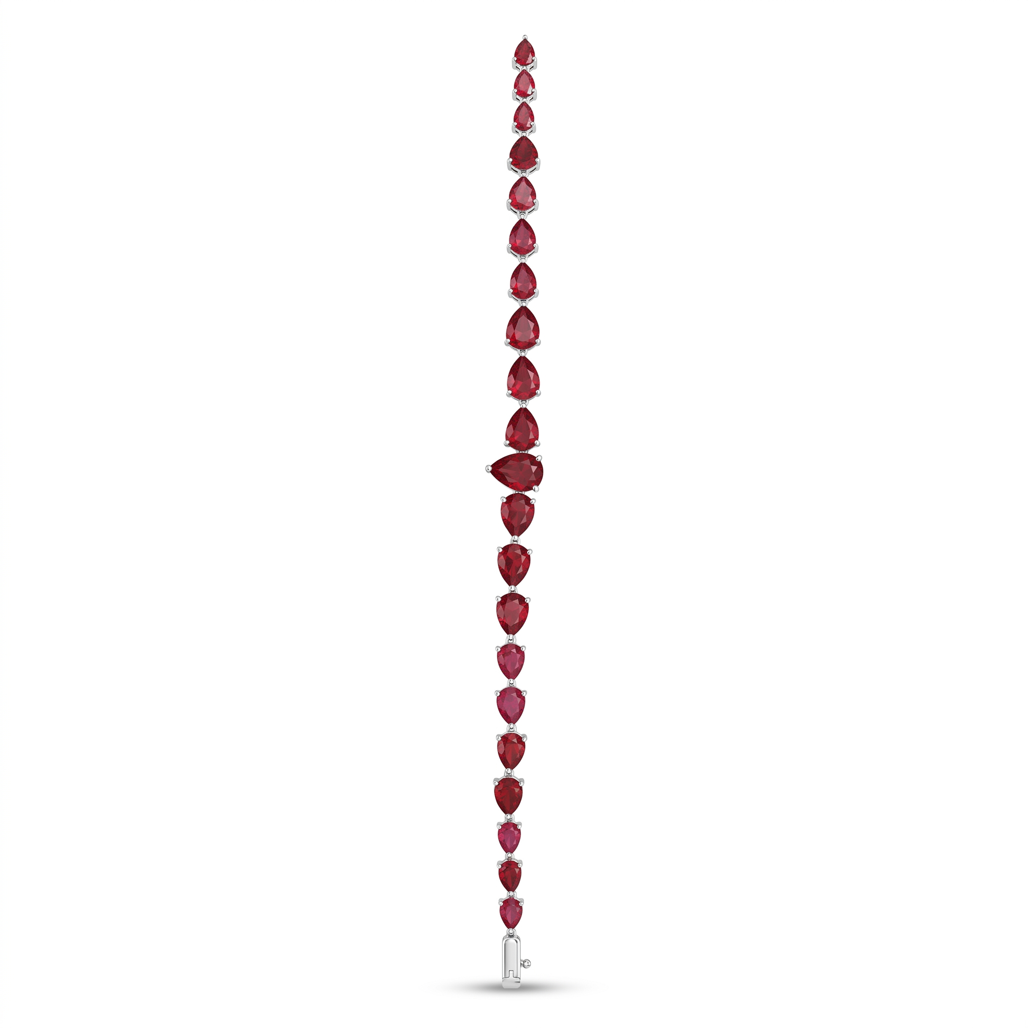 Red Pear-Cut American Diamond Tennis Bracelet in 925 Silver Secondary image