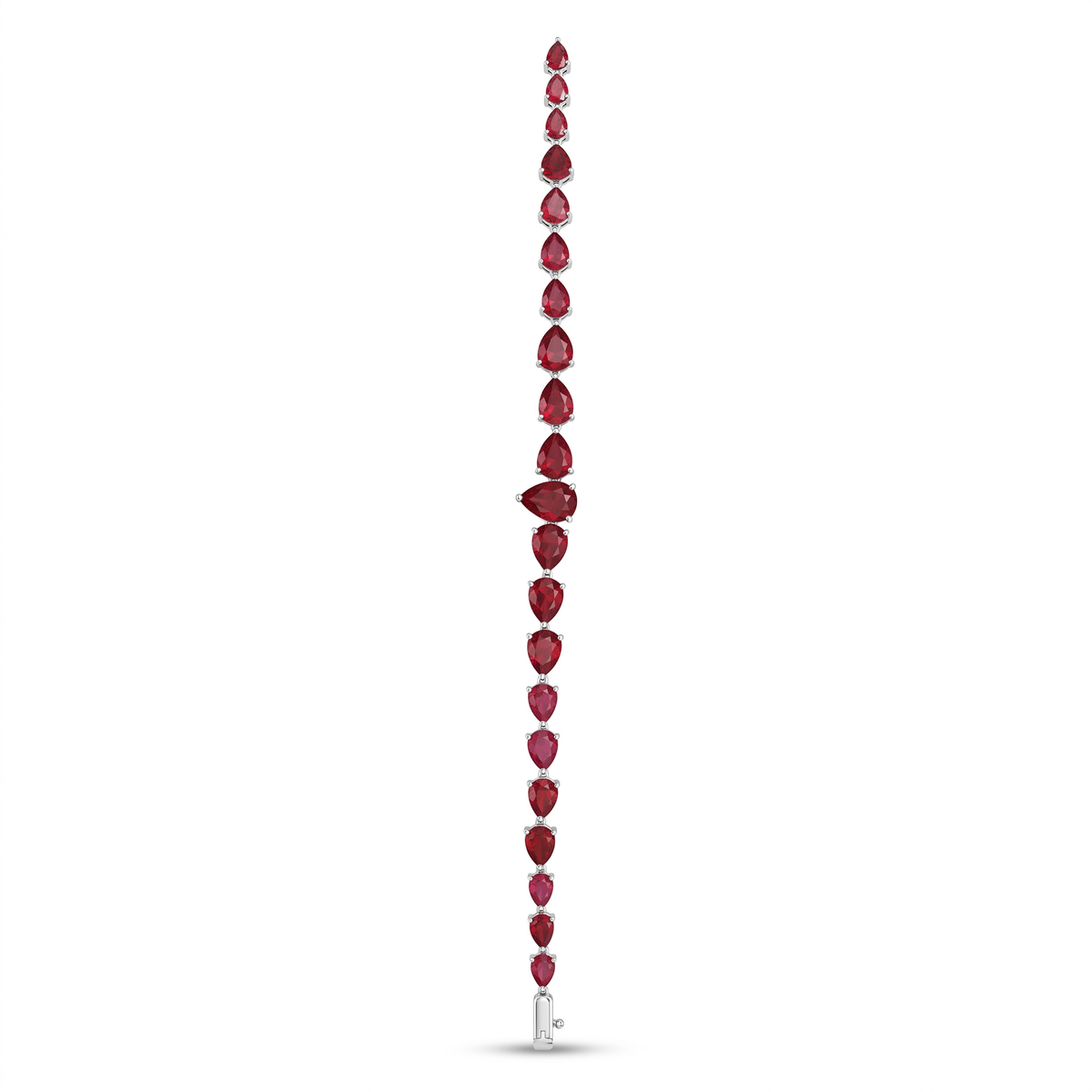 Red Pear-Cut American Diamond Tennis Bracelet in 925 Silver
