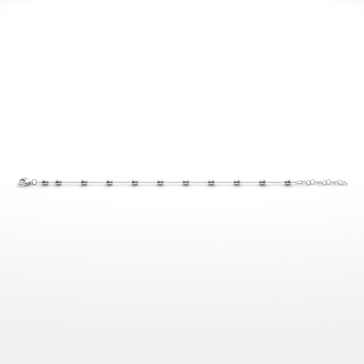 American Diamond Station Chain Bracelet in 925 Sterling Silver
