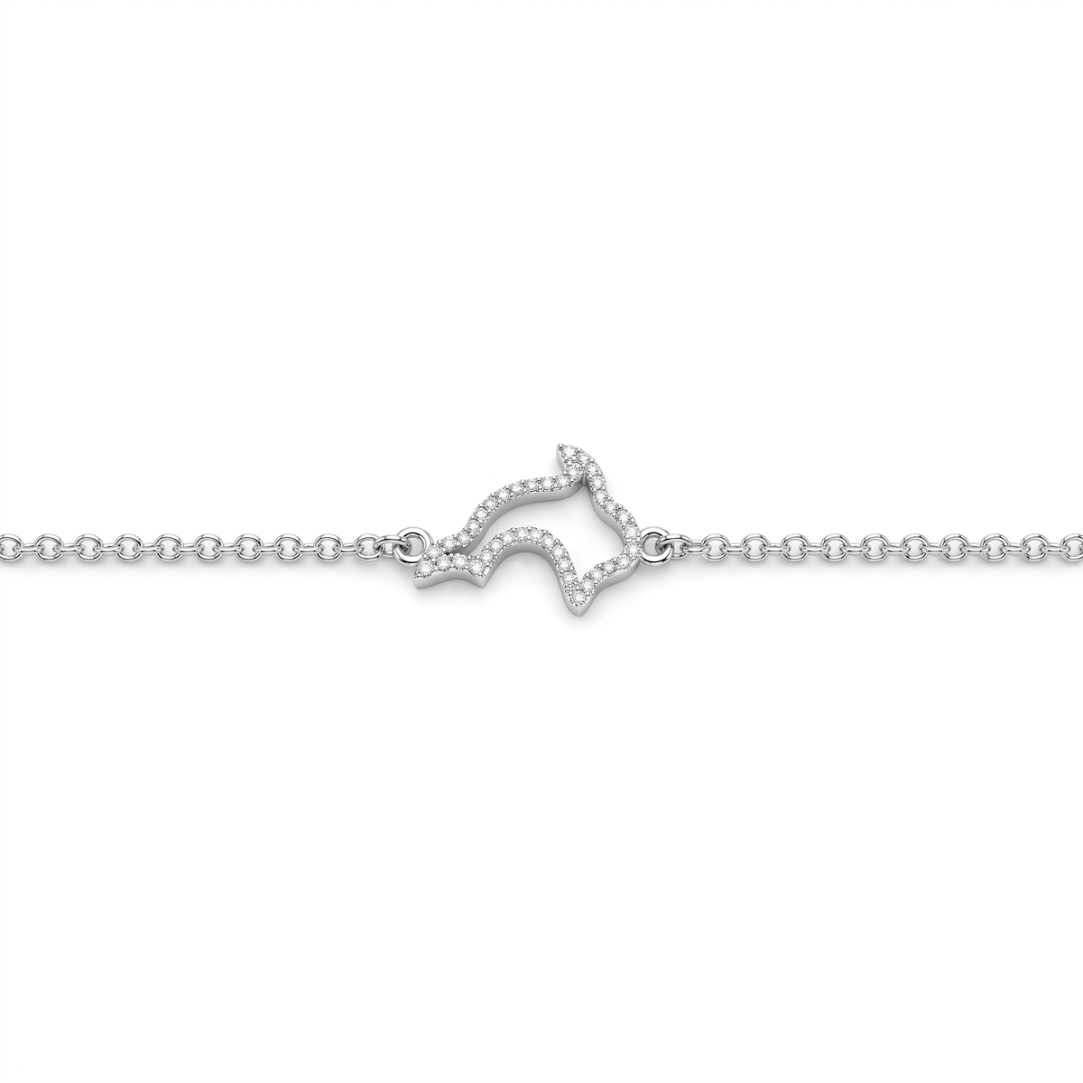 American Diamond Star Charm Chain Bracelet in 925 Sterling Silver