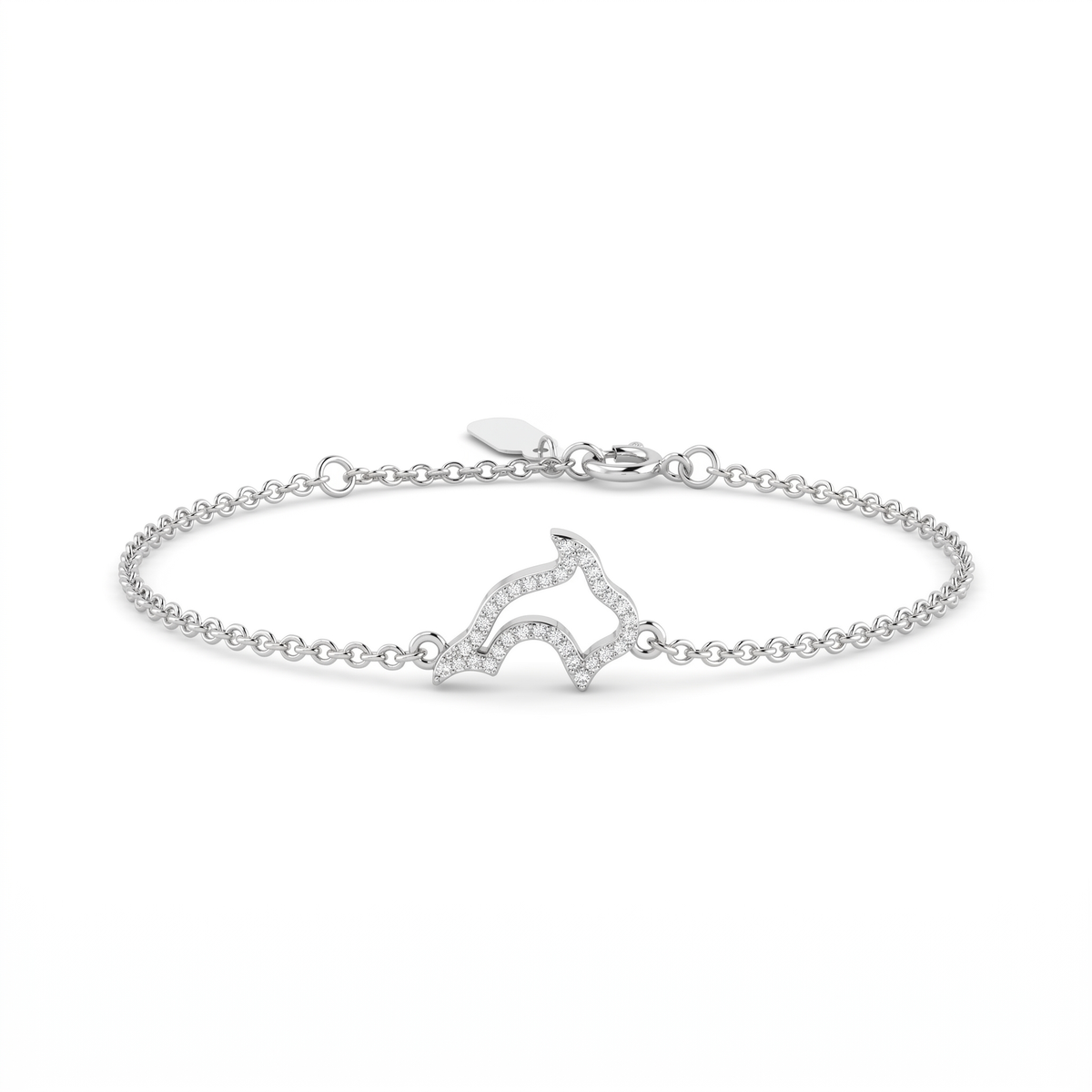 American Diamond Star Charm Chain Bracelet in 925 Sterling Silver