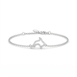 American Diamond Star Charm Chain Bracelet in 925 Sterling Silver