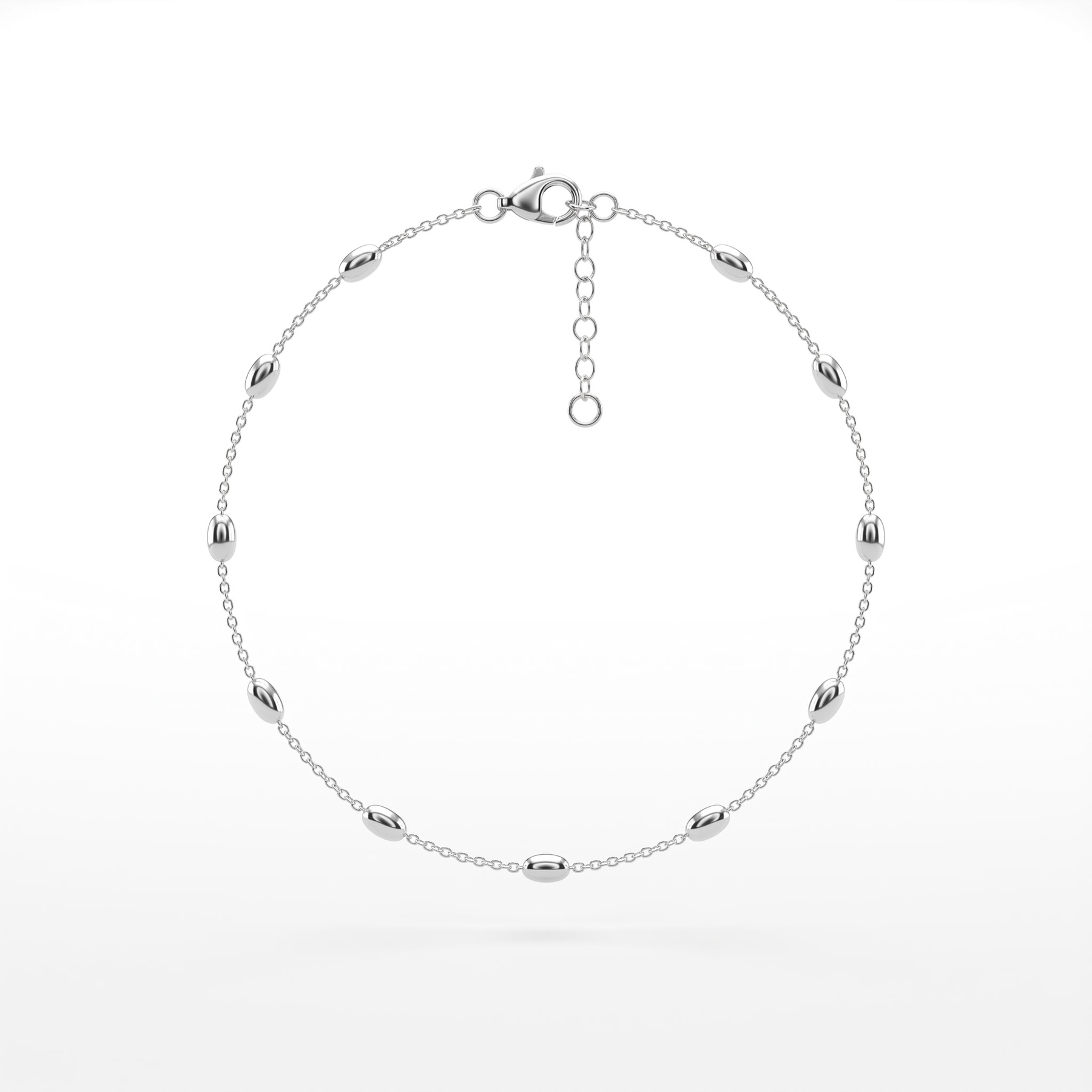 American Diamond Station Chain Bracelet in 925 Sterling Silver