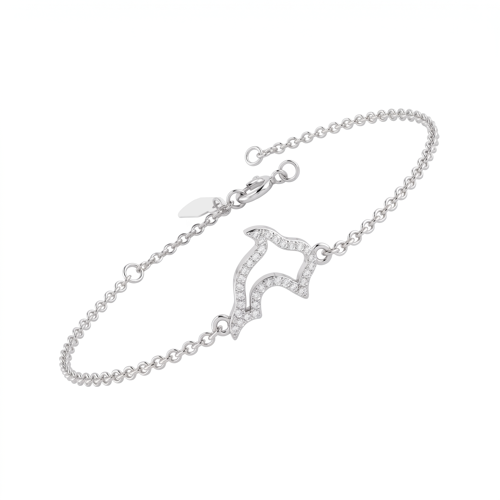 American Diamond Star Charm Chain Bracelet in 925 Sterling Silver Secondary image