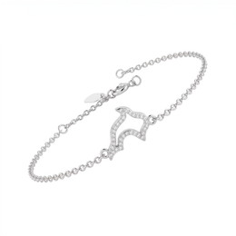 American Diamond Star Charm Chain Bracelet in 925 Sterling Silver