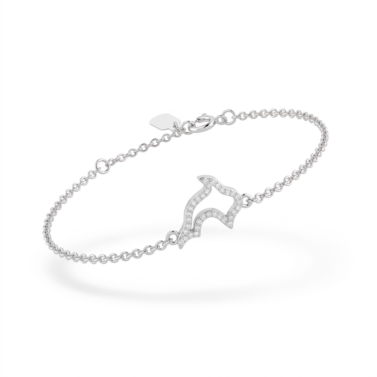 American Diamond Star Charm Chain Bracelet in 925 Sterling Silver