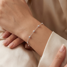 American Diamond Station Chain Bracelet in 925 Sterling Silver