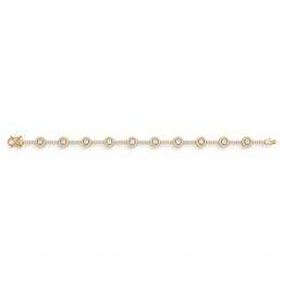 American Diamond Bezel Station Bracelet in Yellow-Tone 925 Sterling Silver