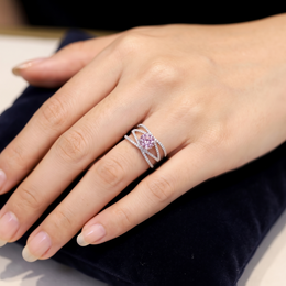 Pink Round Lab Created Diamond Statement Ring | 3.00 CT Lab Created Diamonds | 14K Gold | Saleh Sallom