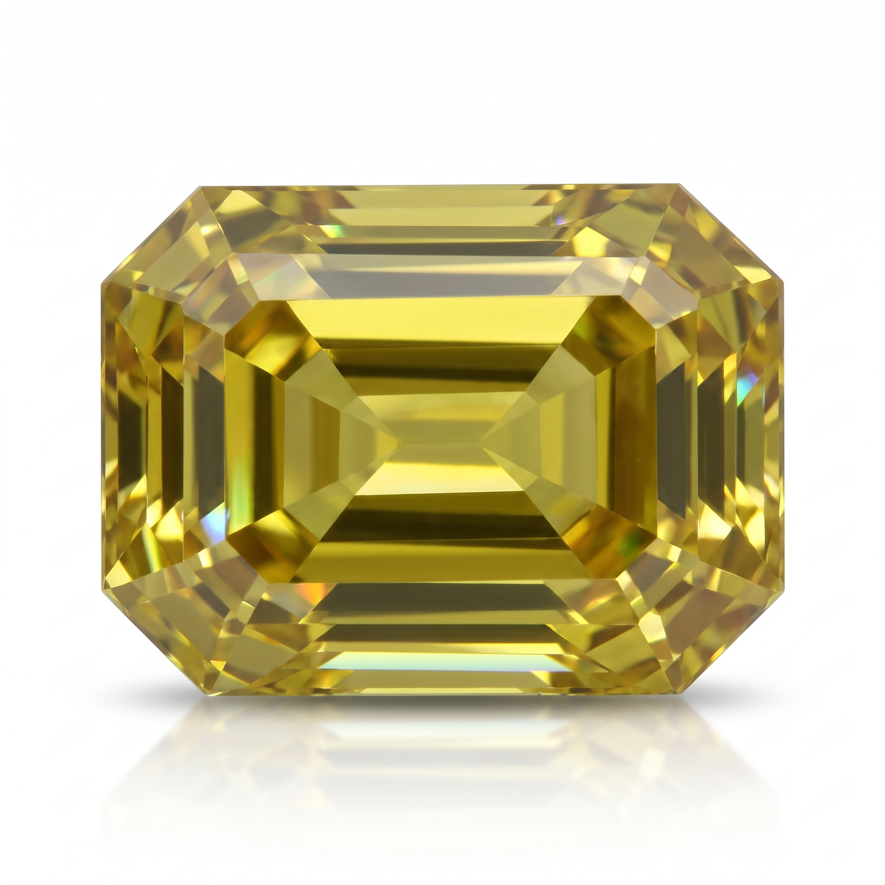 IGI Certified Laboratory Grown Yellow Sapphire | 17.25 Carat Emerald Cut | Premium Bright Yellow Gemstone