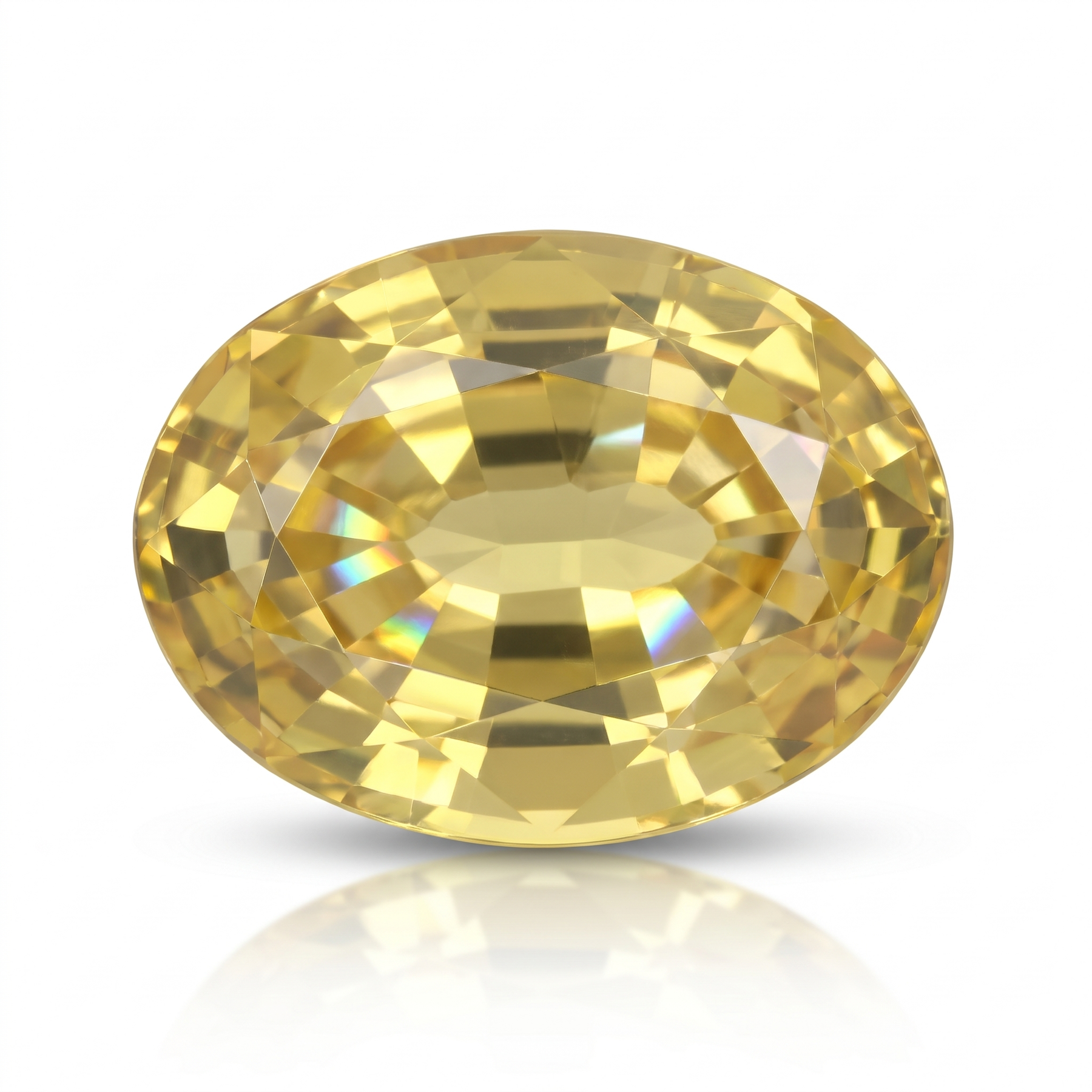IGI Certified Laboratory Grown Yellow Sapphire | 20.49 Carat Oval Mixed Cut | Luxury Bright Yellow Gemstone