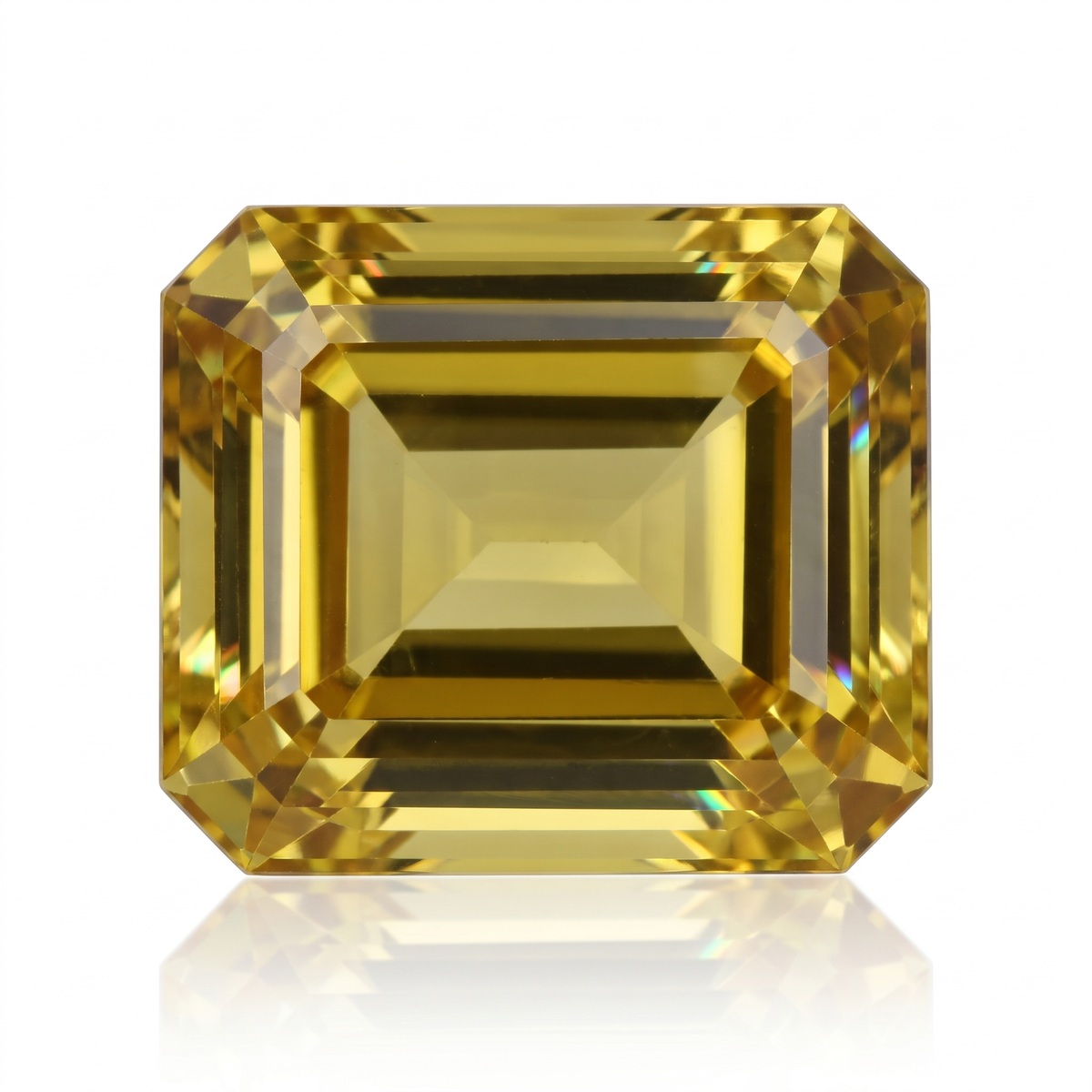 IGI Certified Laboratory Grown Yellow Sapphire | 20.92 Carat Emerald Cut | Premium Vivid Yellow Gemstone