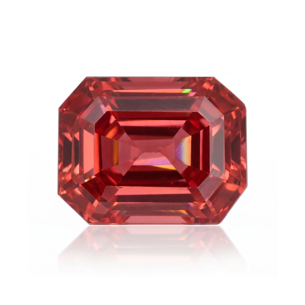 IGI Certified Laboratory Grown Orangy Red Ruby | 9.87 Carat Emerald Cut | Luxury Gemstone
