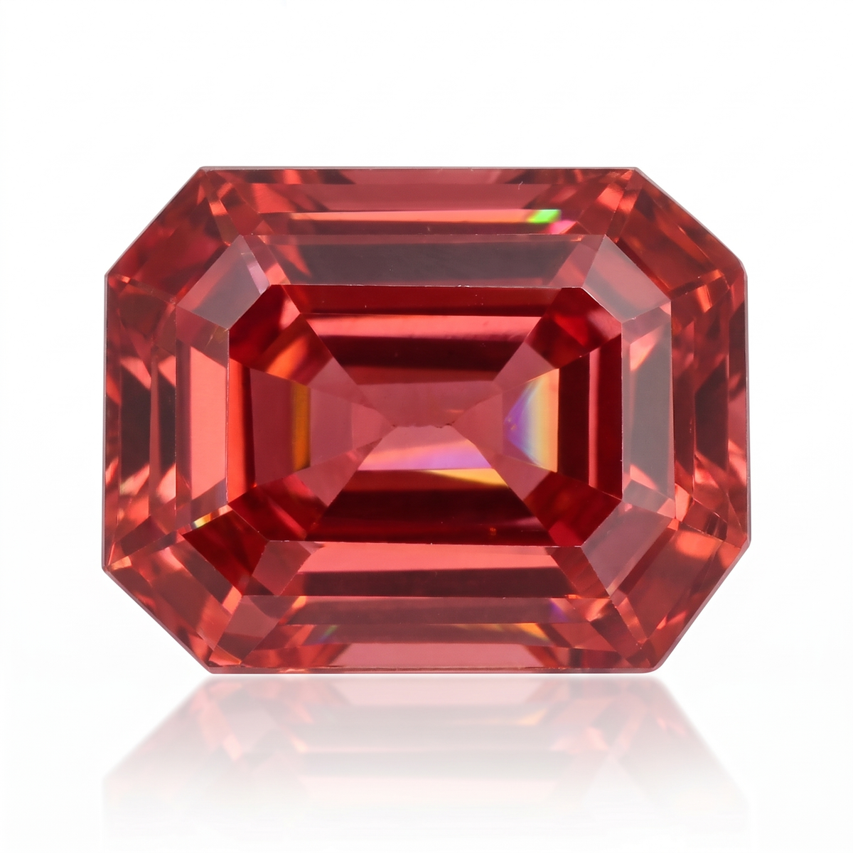 IGI Certified Laboratory Grown Orangy Red Ruby | 9.87 Carat Emerald Cut | Luxury Gemstone