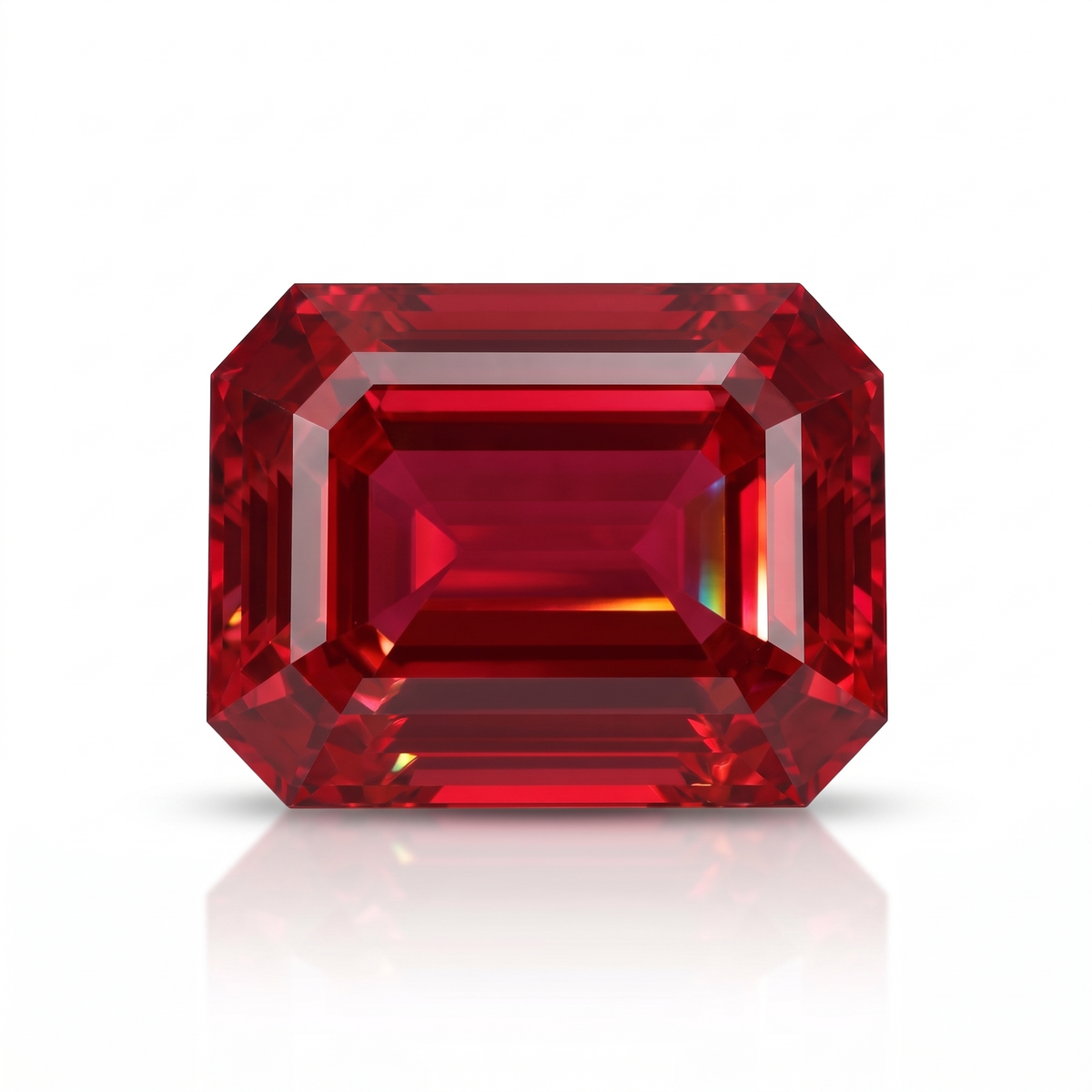IGI Certified Laboratory Grown Ruby | 9.24 Carat Emerald Cut | Pure Red Precision Gem Main image