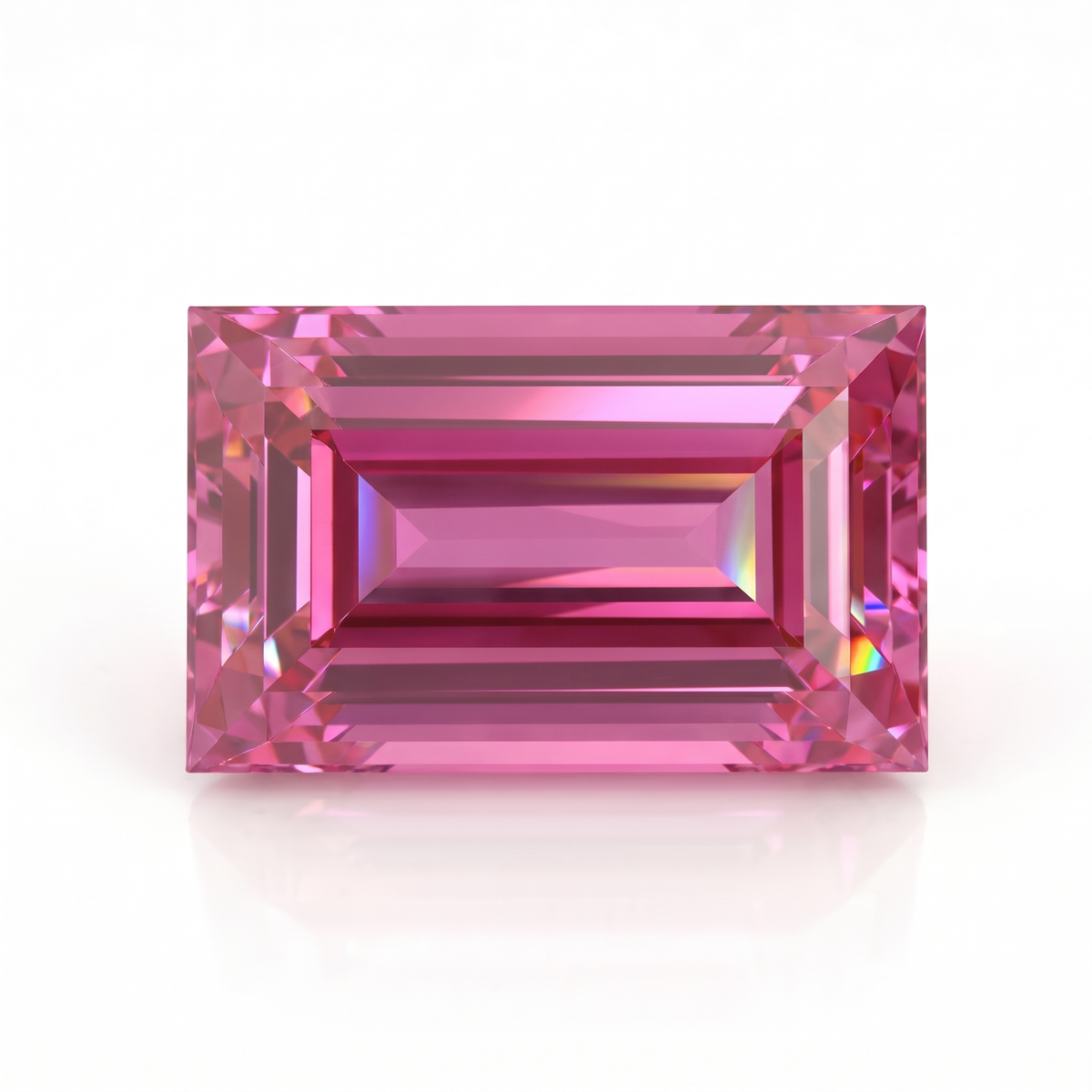 IGI Certified Laboratory Grown Purplish Pink Sapphire | 6.83 Carat Rectangular Step Cut | High Luxury Statement Gem