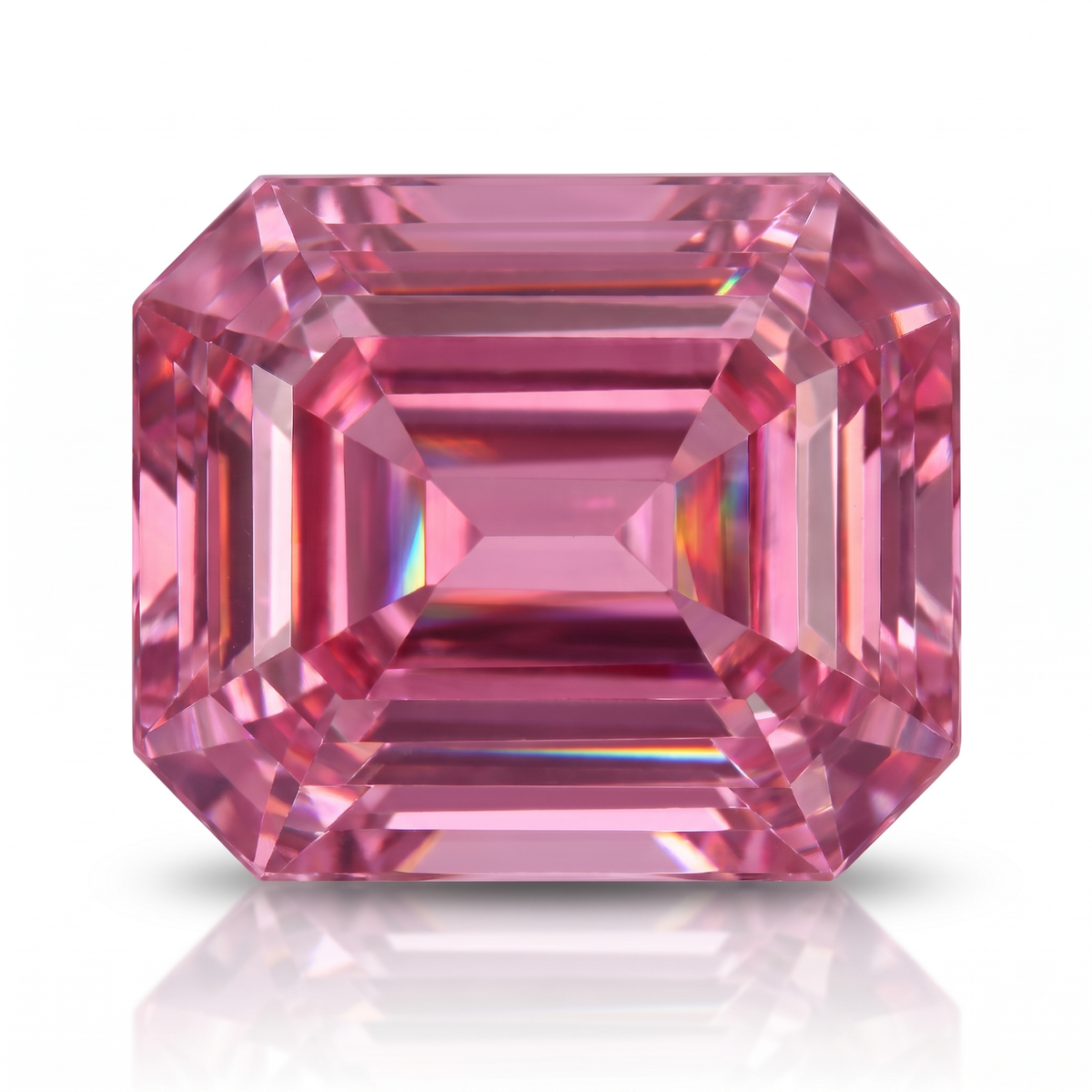 IGI Certified Laboratory Grown Pink Sapphire | 7.30 Carat Emerald Cut | Light Pink Gemstone Main image