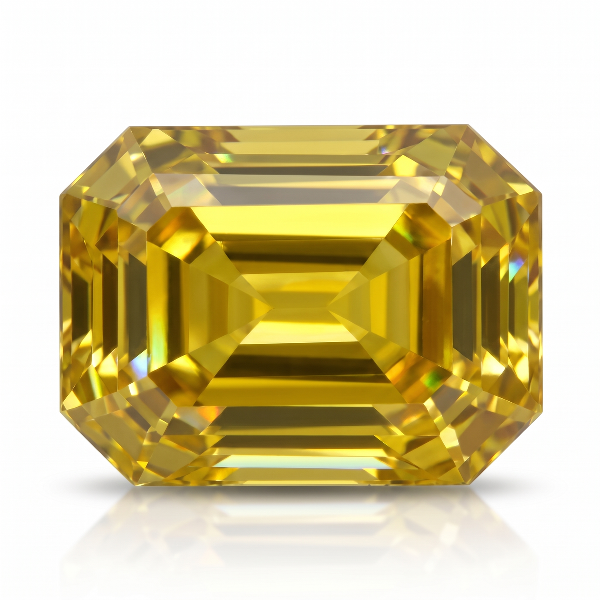 IGI Certified Laboratory Grown Yellow Sapphire | 17.25 Carat Emerald Cut | Premium Bright Yellow Gemstone