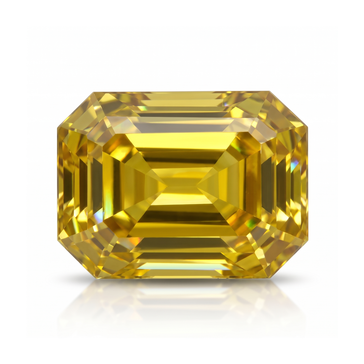 IGI Certified Laboratory Grown Yellow Sapphire | 17.25 Carat Emerald Cut | Premium Bright Yellow Gemstone Main image