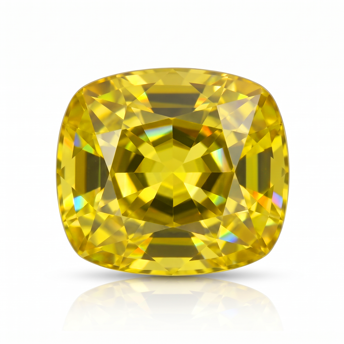 IGI Certified Laboratory Grown Yellow Sapphire | 15.16 Carat Cushion Mixed Cut | Premium Bright Yellow Gemstone Main image