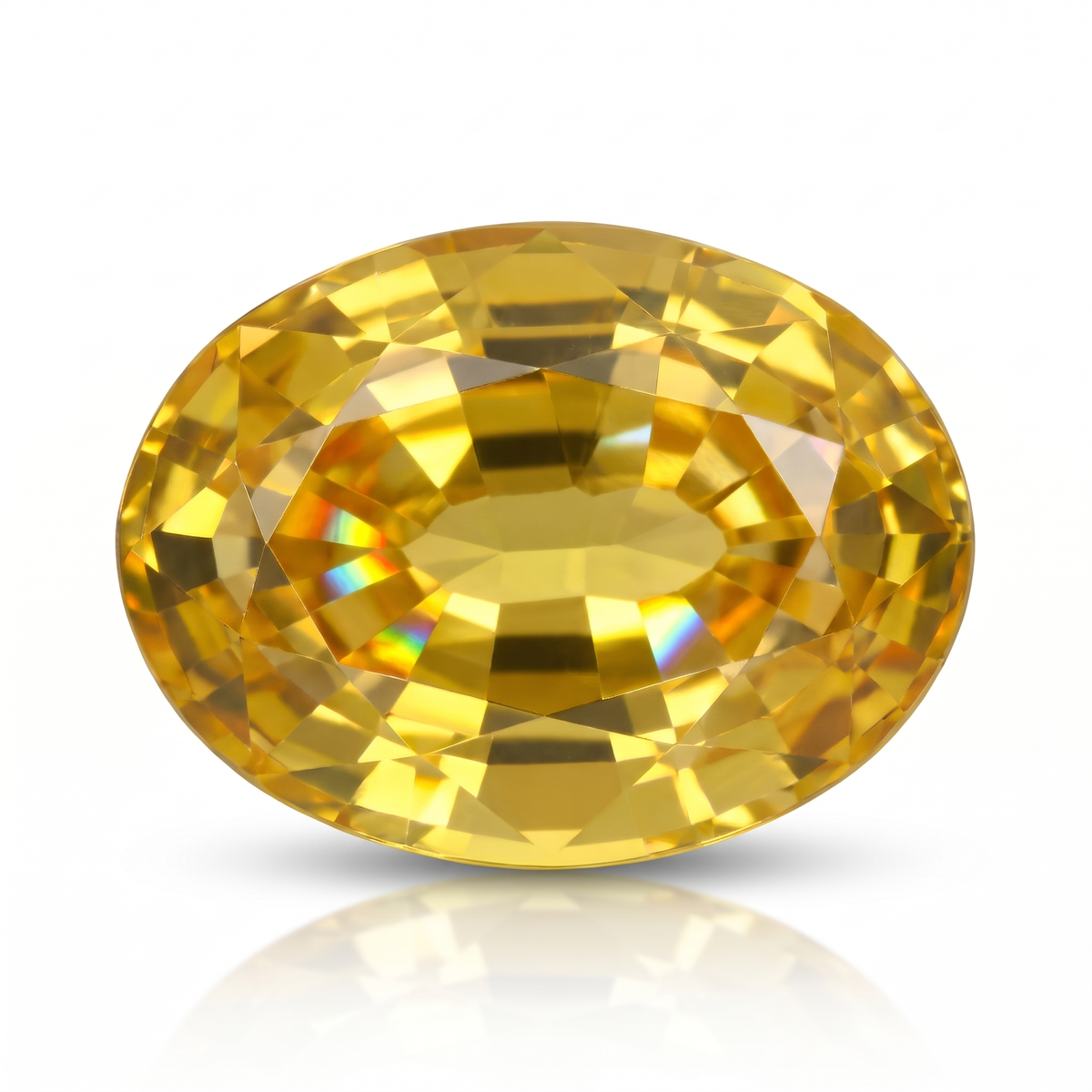 IGI Certified Laboratory Grown Yellow Sapphire | 20.49 Carat Oval Mixed Cut | Luxury Bright Yellow Gemstone