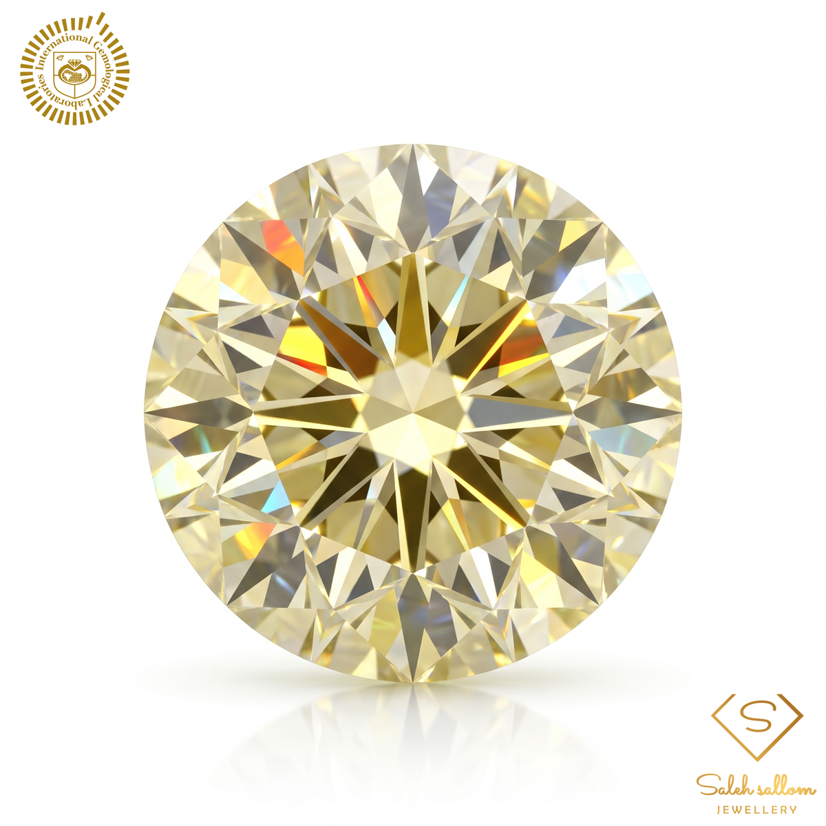 1.00 Carat Natural Fancy Yellow Diamond – Round Brilliant | SI1 Clarity | Excellent Cut | IGL Certified Main image