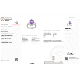 3.20 Carat Natural Amethyst & Diamond Ring in 14K White Gold | IGI Certified | Saleh Sallom-Saleh Sallom